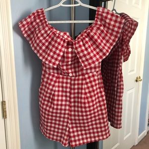 Red gingham romper